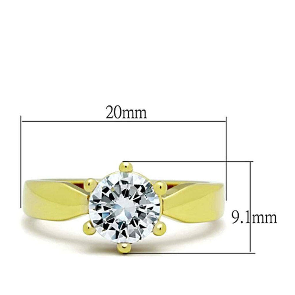 TK071G - IP Gold(Ion Plating) Stainless Steel Ring with AAA Grade CZ in Clear - Alamode - Flyclothing LLC