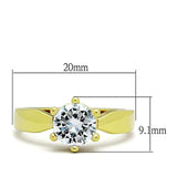 TK071G - IP Gold(Ion Plating) Stainless Steel Ring with AAA Grade CZ in Clear - Alamode - Flyclothing LLC