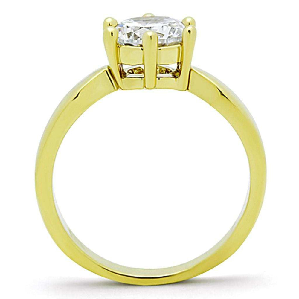 TK071G - IP Gold(Ion Plating) Stainless Steel Ring with AAA Grade CZ in Clear - Alamode - Flyclothing LLC