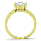 TK071G - IP Gold(Ion Plating) Stainless Steel Ring with AAA Grade CZ in Clear - Alamode - Flyclothing LLC