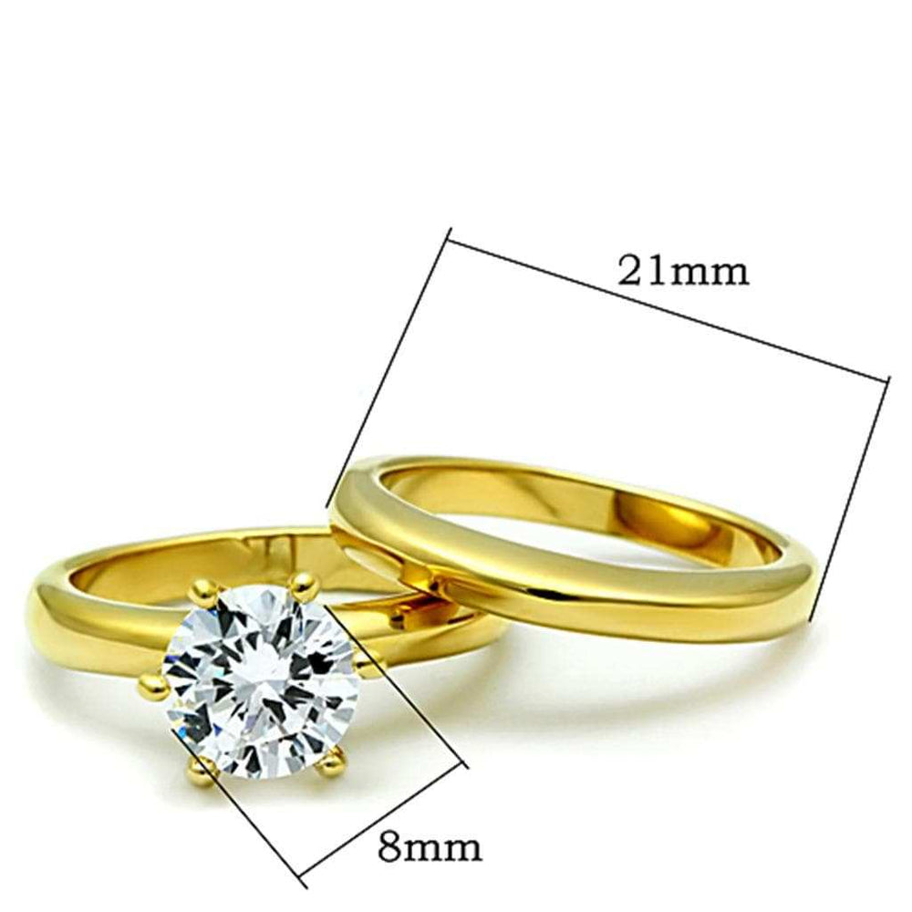 TK097G - IP Gold(Ion Plating) Stainless Steel Ring with AAA Grade CZ in Clear - Alamode - Flyclothing LLC