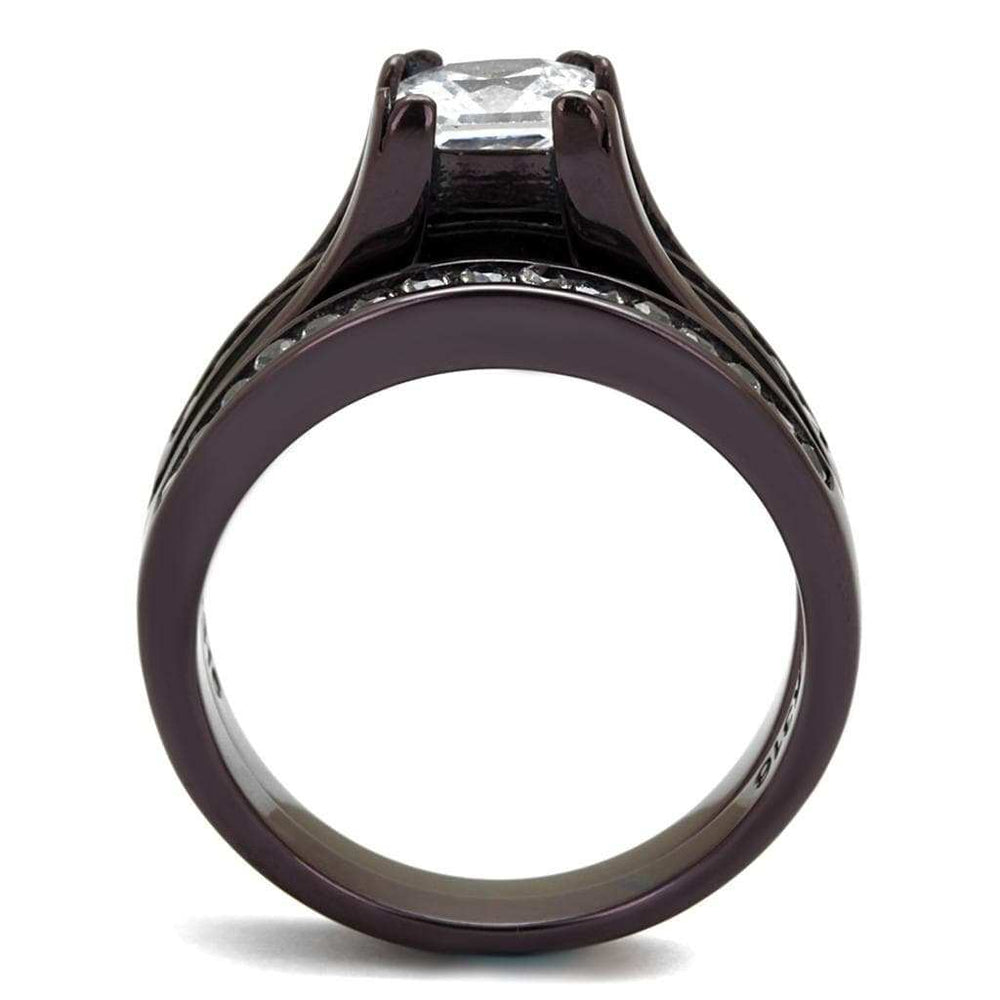 TK0W383DC - IP Dark Brown (IP coffee) Stainless Steel Ring with AAA Grade CZ in Clear - Alamode - Flyclothing LLC