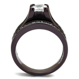 TK0W383DC - IP Dark Brown (IP coffee) Stainless Steel Ring with AAA Grade CZ in Clear - Alamode - Flyclothing LLC