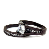 TK0W383DC - IP Dark Brown (IP coffee) Stainless Steel Ring with AAA Grade CZ in Clear - Alamode - Flyclothing LLC