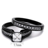 TK0W383J - Two-Tone IP Black Stainless Steel Ring with AAA Grade CZ in Clear - Alamode - Flyclothing LLC