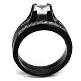 TK0W383J - Two-Tone IP Black Stainless Steel Ring with AAA Grade CZ in Clear - Alamode - Flyclothing LLC