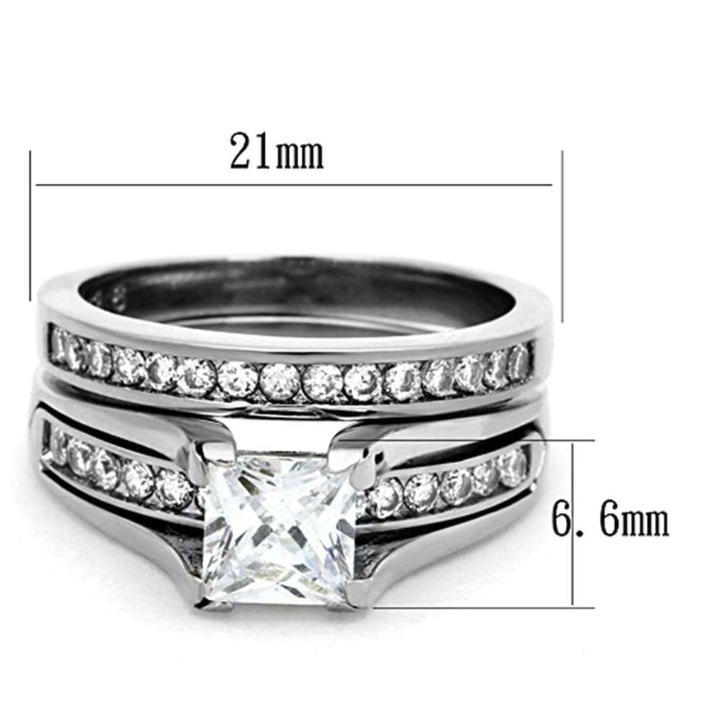 TK0W383 - High polished (no plating) Stainless Steel Ring with AAA Grade CZ in Clear - Alamode - Flyclothing LLC