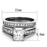 TK0W383 - High polished (no plating) Stainless Steel Ring with AAA Grade CZ in Clear - Alamode - Flyclothing LLC