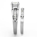 TK0W383 - High polished (no plating) Stainless Steel Ring with AAA Grade CZ in Clear - Alamode - Flyclothing LLC