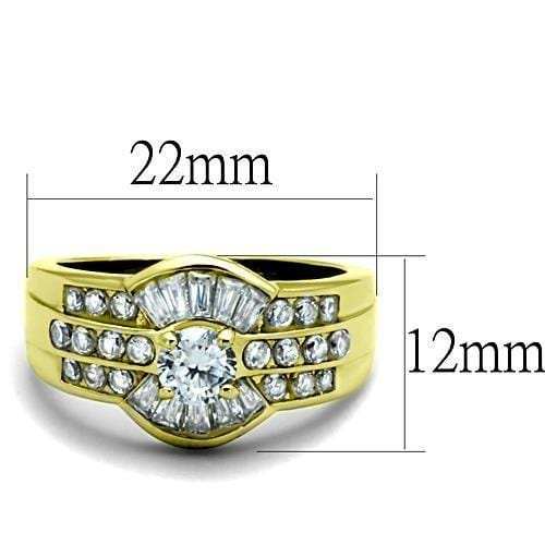 TK10528G - IP Gold(Ion Plating) Stainless Steel Ring with AAA Grade CZ in Clear - Alamode - Flyclothing LLC