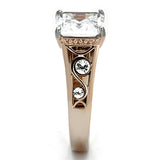 TK1059 - Two-Tone IP Rose Gold Stainless Steel Ring with AAA Grade CZ in Clear - Alamode - Flyclothing LLC