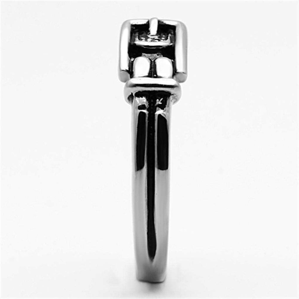 TK1079 - High polished (no plating) Stainless Steel Ring with Top Grade Crystal in Smoked Quartz - Alamode - Flyclothing LLC