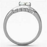 TK1080 - High polished (no plating) Stainless Steel Ring with AAA Grade CZ in Clear - Alamode - Flyclothing LLC