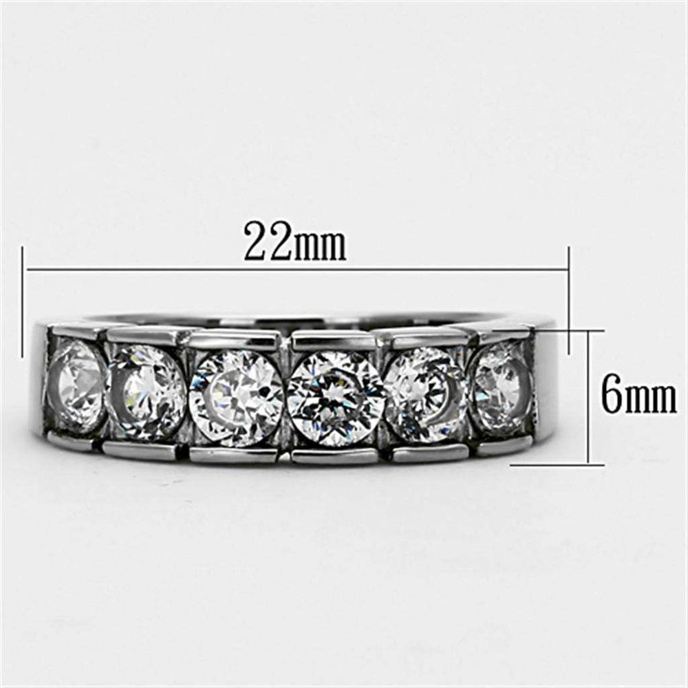 TK1082 - High polished (no plating) Stainless Steel Ring with AAA Grade CZ in Clear - Alamode - Flyclothing LLC