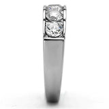 TK1082 - High polished (no plating) Stainless Steel Ring with AAA Grade CZ in Clear - Alamode - Flyclothing LLC