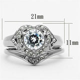 TK1087 - High polished (no plating) Stainless Steel Ring with AAA Grade CZ in Clear - Alamode - Flyclothing LLC