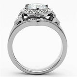 TK1087 - High polished (no plating) Stainless Steel Ring with AAA Grade CZ in Clear - Alamode - Flyclothing LLC