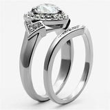 TK1087 - High polished (no plating) Stainless Steel Ring with AAA Grade CZ in Clear - Alamode - Flyclothing LLC