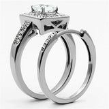 TK1088 - High polished (no plating) Stainless Steel Ring with AAA Grade CZ in Clear - Alamode - Flyclothing LLC