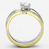 TK1092 - Two-Tone IP Gold (Ion Plating) Stainless Steel Ring with AAA Grade CZ in Clear - Alamode - Flyclothing LLC