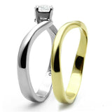 TK1092 - Two-Tone IP Gold (Ion Plating) Stainless Steel Ring with AAA Grade CZ in Clear - Alamode - Flyclothing LLC