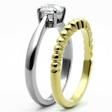 TK1093 - Two-Tone IP Gold (Ion Plating) Stainless Steel Ring with AAA Grade CZ in Clear - Alamode - Flyclothing LLC