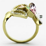 TK1100 - IP Gold(Ion Plating) Stainless Steel Ring with Top Grade Crystal in Multi Color - Alamode - Flyclothing LLC