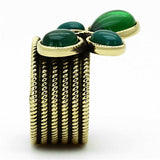 TK1104 - IP Gold(Ion Plating) Stainless Steel Ring with Synthetic Synthetic Glass in Emerald - Alamode - Flyclothing LLC