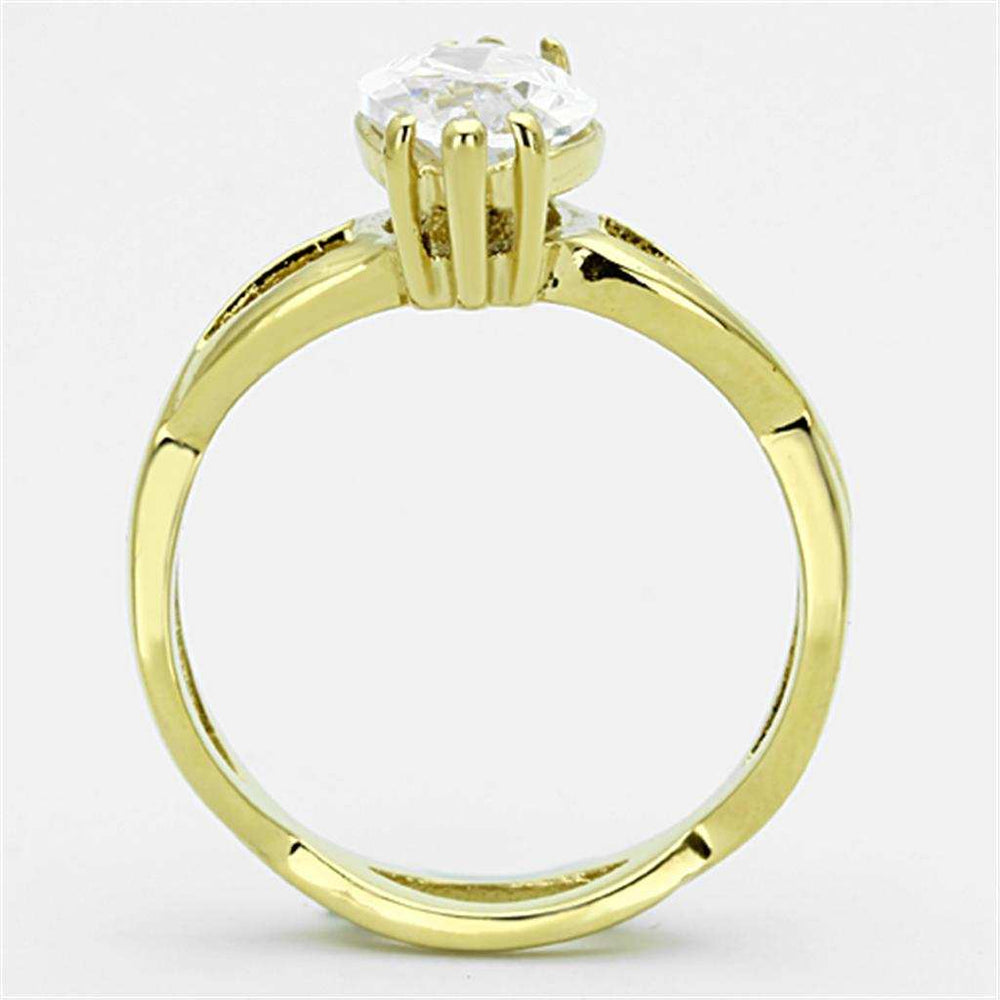 TK1106 - IP Gold(Ion Plating) Stainless Steel Ring with AAA Grade CZ in Clear - Alamode - Flyclothing LLC