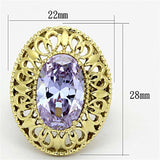 TK1110 - IP Gold(Ion Plating) Stainless Steel Ring with AAA Grade CZ in Light Amethyst - Alamode - Flyclothing LLC