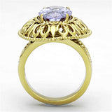 TK1110 - IP Gold(Ion Plating) Stainless Steel Ring with AAA Grade CZ in Light Amethyst - Alamode - Flyclothing LLC