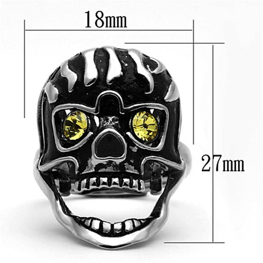 TK1114 - High polished (no plating) Stainless Steel Ring with Top Grade Crystal in Topaz - Alamode - Flyclothing LLC
