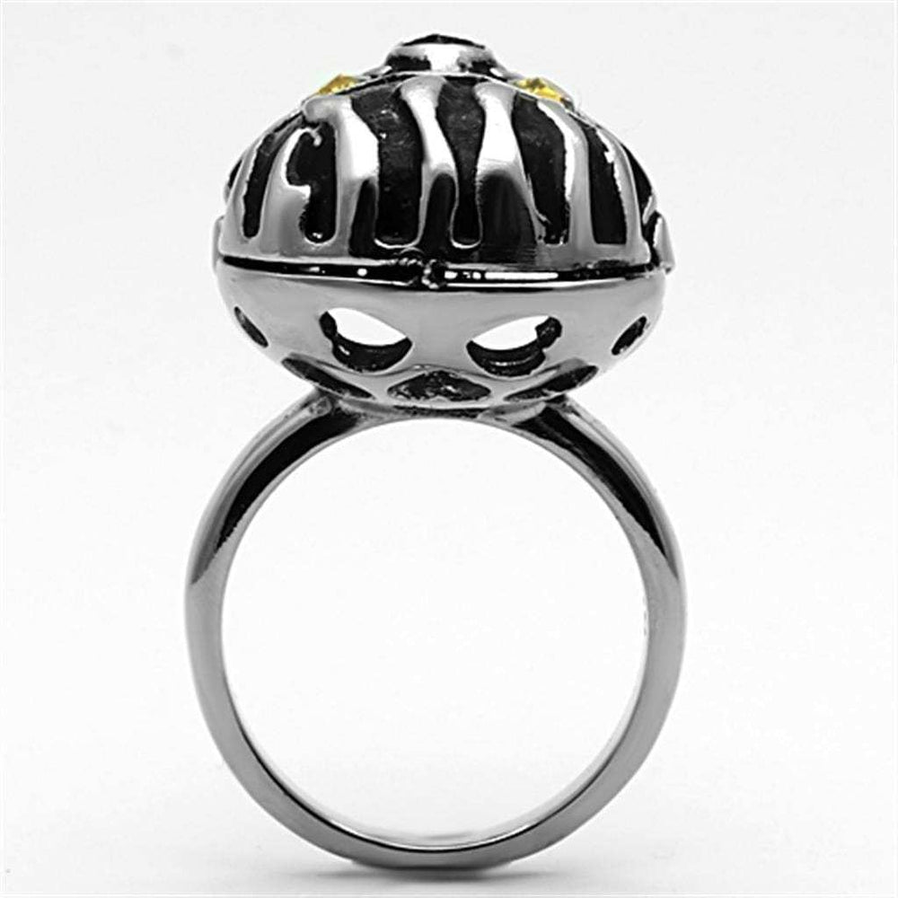 TK1114 - High polished (no plating) Stainless Steel Ring with Top Grade Crystal in Topaz - Alamode - Flyclothing LLC