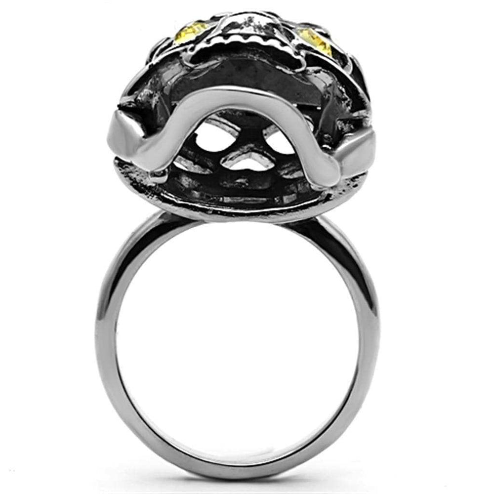 TK1114 - High polished (no plating) Stainless Steel Ring with Top Grade Crystal in Topaz - Alamode - Flyclothing LLC