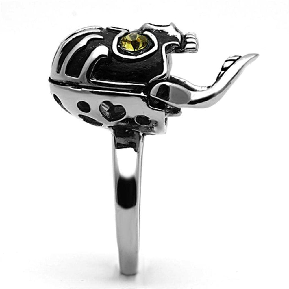 TK1114 - High polished (no plating) Stainless Steel Ring with Top Grade Crystal in Topaz - Alamode - Flyclothing LLC