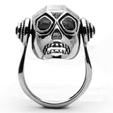 TK1115 - High polished (no plating) Stainless Steel Ring with Top Grade Crystal in Jet - Alamode - Flyclothing LLC