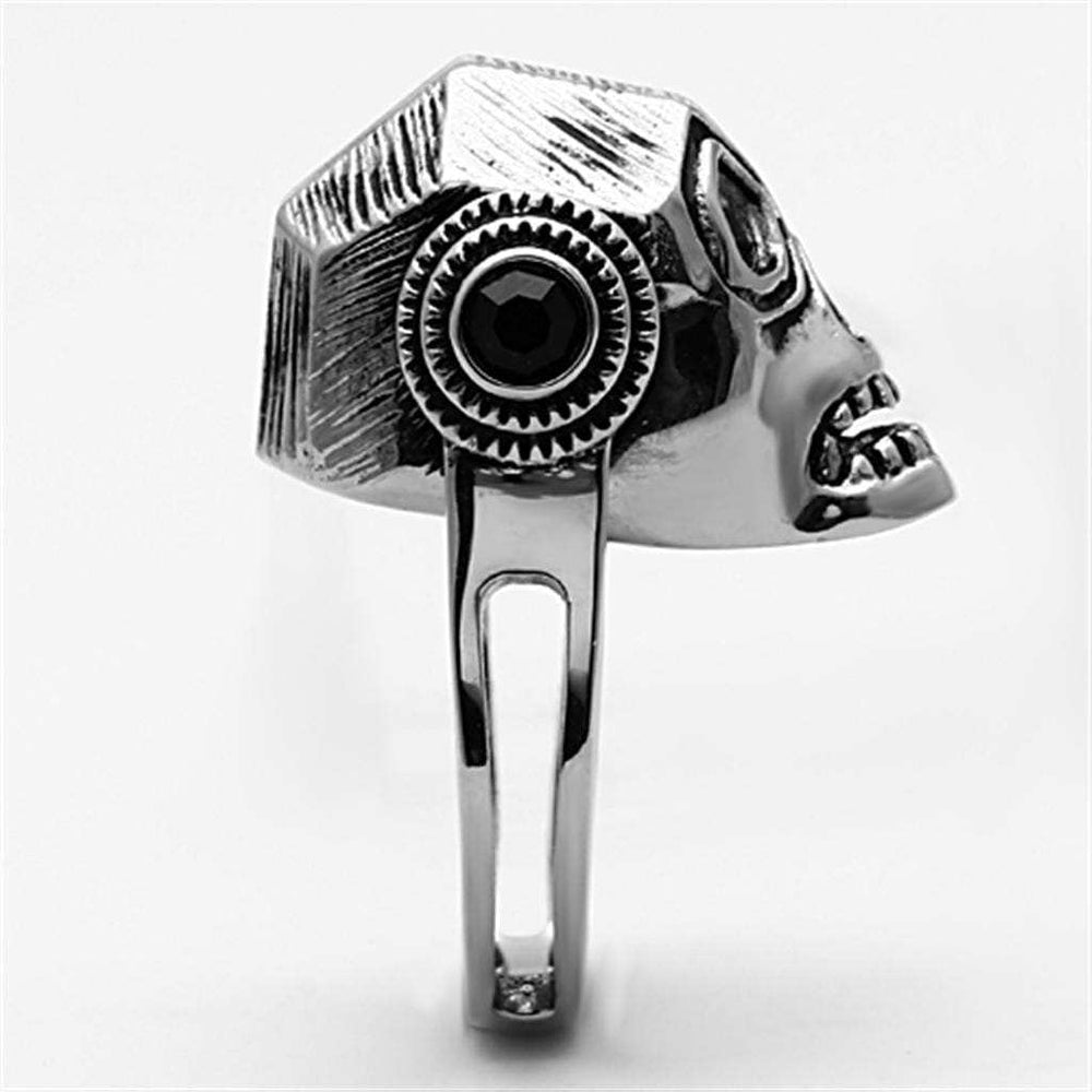 TK1115 - High polished (no plating) Stainless Steel Ring with Top Grade Crystal in Jet - Alamode - Flyclothing LLC