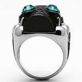 TK1118 - Two-Tone IP Black Stainless Steel Ring with Top Grade Crystal in Blue Zircon - Alamode - Flyclothing LLC