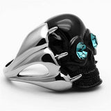 TK1118 - Two-Tone IP Black Stainless Steel Ring with Top Grade Crystal in Blue Zircon - Alamode - Flyclothing LLC
