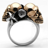 TK1119 - Two-Tone IP Rose Gold Stainless Steel Ring with Epoxy in Jet - Alamode - Flyclothing LLC