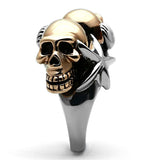 TK1119 - Two-Tone IP Rose Gold Stainless Steel Ring with Epoxy in Jet - Alamode - Flyclothing LLC