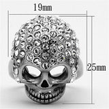 TK1120 - High polished (no plating) Stainless Steel Ring with Top Grade Crystal in Clear - Alamode - Flyclothing LLC