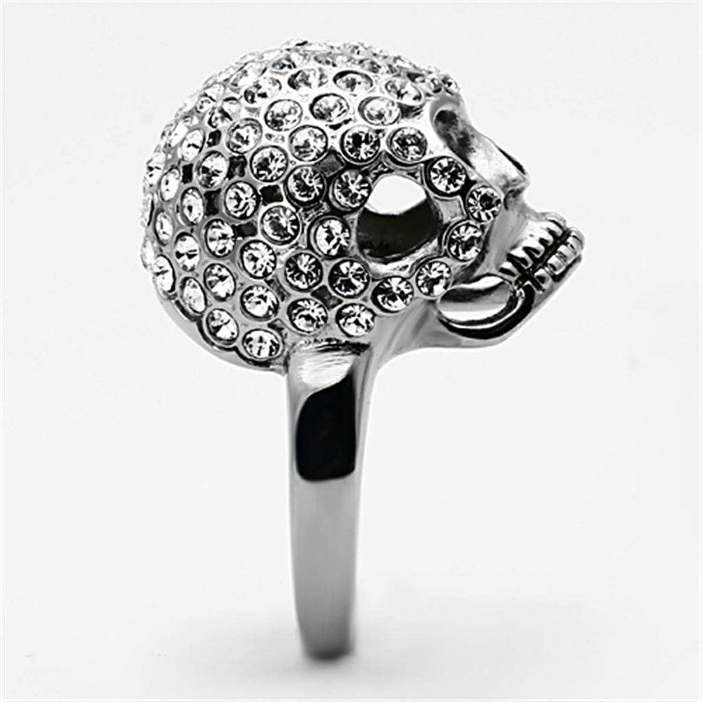 TK1120 - High polished (no plating) Stainless Steel Ring with Top Grade Crystal in Clear - Alamode - Flyclothing LLC