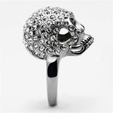 TK1120 - High polished (no plating) Stainless Steel Ring with Top Grade Crystal in Clear - Alamode - Flyclothing LLC