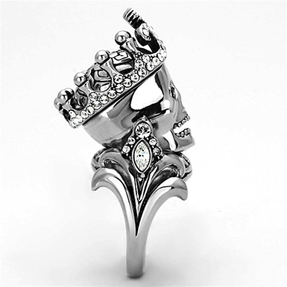 TK1123 - High polished (no plating) Stainless Steel Ring with Top Grade Crystal in Black Diamond - Alamode - Flyclothing LLC