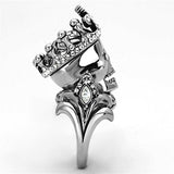 TK1123 - High polished (no plating) Stainless Steel Ring with Top Grade Crystal in Black Diamond - Alamode - Flyclothing LLC