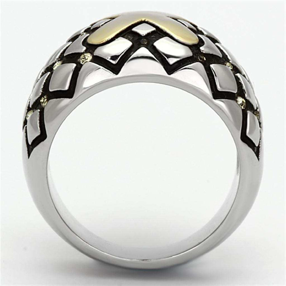 TK1131 - Two-Tone IP Gold (Ion Plating) Stainless Steel Ring with Top Grade Crystal in Citrine Yellow - Alamode - Flyclothing LLC