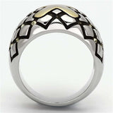 TK1131 - Two-Tone IP Gold (Ion Plating) Stainless Steel Ring with Top Grade Crystal in Citrine Yellow - Alamode - Flyclothing LLC