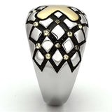 TK1131 - Two-Tone IP Gold (Ion Plating) Stainless Steel Ring with Top Grade Crystal in Citrine Yellow - Alamode - Flyclothing LLC