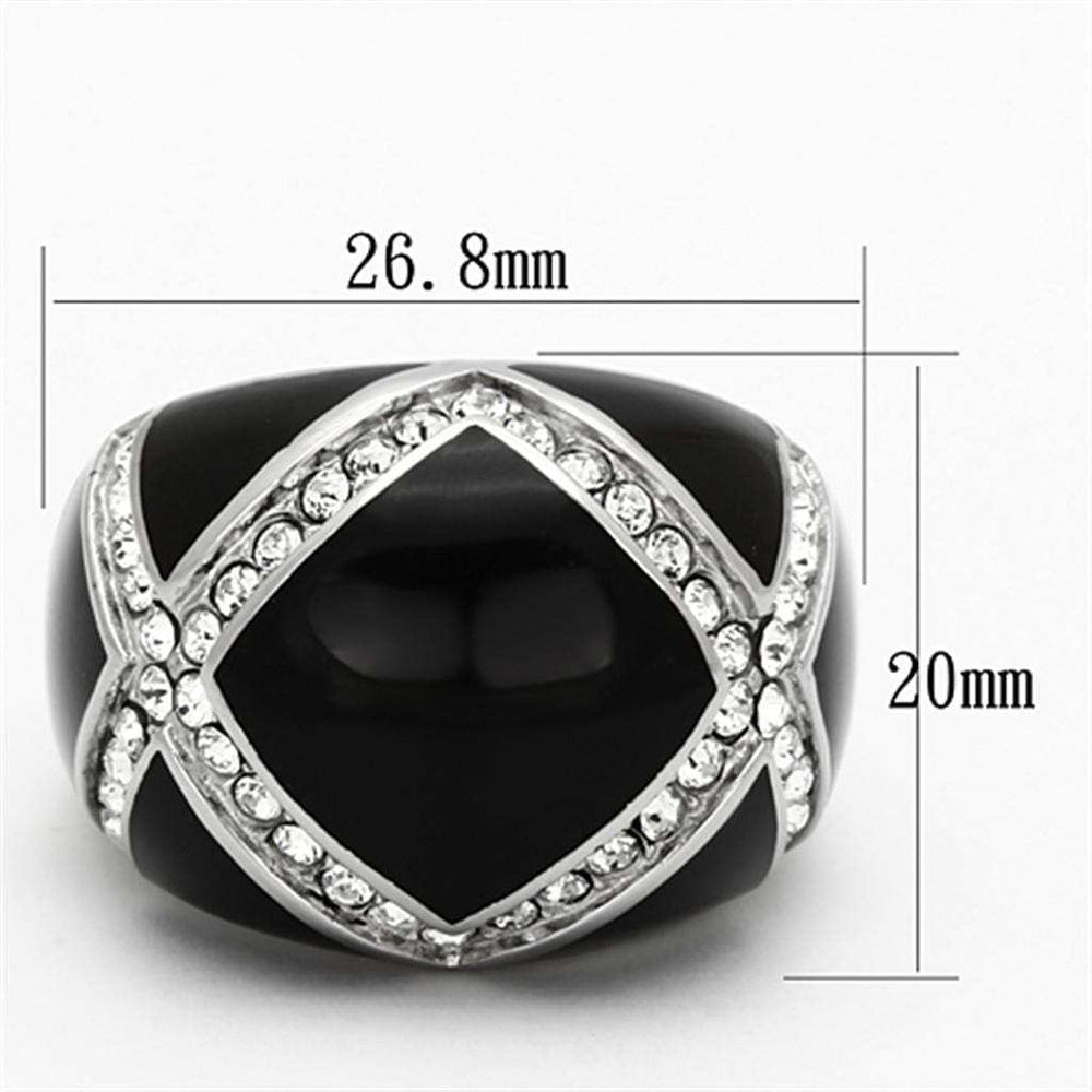 TK1132 - High polished (no plating) Stainless Steel Ring with Top Grade Crystal in Clear - Alamode - Flyclothing LLC